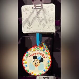 Disney Parks 2026 Mickey Happy Birthday Castle Flat Disc Christmas Ornament NEW
